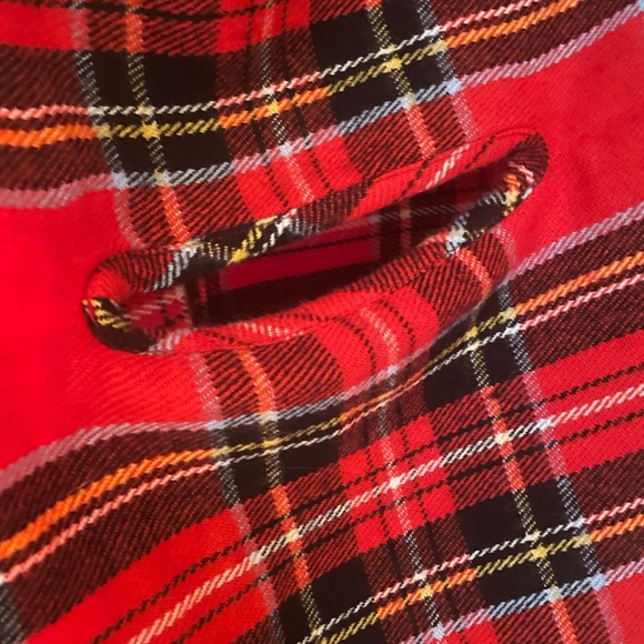 Women’s Plaid Red Tartan shawl with armholes fringe - Picture 5 of 7